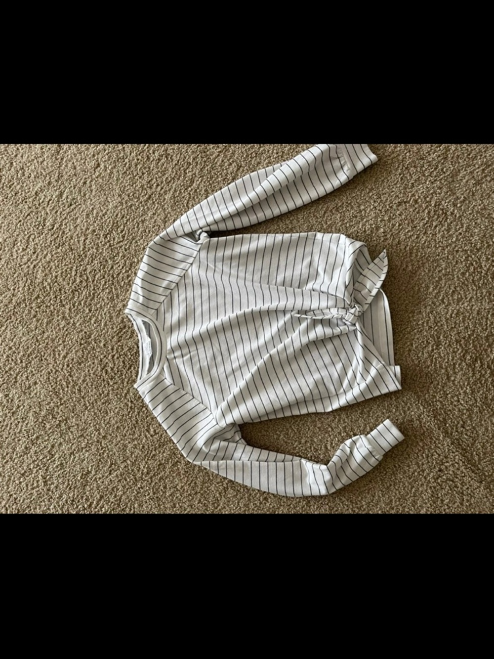 Club Monaco White Long-Sleeve Striped Tie-Front Sweatshirt